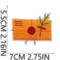 Detailed dimensions of orange envelope embroidery patch with red wax seal and green plant - Envelope Decorative Patch (C5CW-12-21)