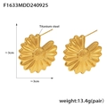 Chic 18k gold plated titanium steel daisy flower earrings with 3cm diameter detail - F1633-Gold Earrings