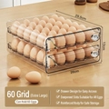 Double-layer transparent 60-grid drawer egg storage box for refrigerator organization - Transparent Egg Box XL Double Layer 60 Grids