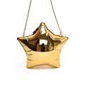 Golden star-shaped acrylic crossbody bag with a sleek metallic finish and chain strap - Gold