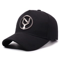 Berretto da baseball moderno in cotone nero con logo metallico, elegante cappello - Regolabile / Nero