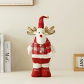 Standing Christmas reindeer plush doll with red plaid sweater and festive scarf - Short-Legged Reindeer (Approx. 45cm)