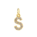 18k gold plated letter S pendant accessory featuring micro-pave cubic zirconia stones - Gold-S