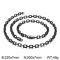 Conjunto de joyas de acero inoxidable negro con pulsera y collar de cadena 7mm - Set de Circonita Negra