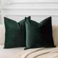 Set of two dark green velvet decorative pillow covers on a beige sofa in a cozy home setting - 30*50cm (No Insert) / Dark Ink Green