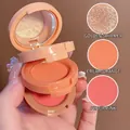 Drei-Schichten-Kompaktpuder mit Goldglitzer, Cremorange und Pfirsichrosa Tönen - 02# Highlighter-Rouge-Palette (Sternenglanz/Milchorange/Pfirsichrosa)
