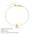 Elegant gold stainless steel anklet featuring a 7mm minimalist letter R charm for women - Letter R / Gold