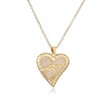 18K vergulde hartvormige hanger ketting met fonkelende zirkoon op een witte achtergrond - 18K Gouden Dubbellaags Hol Hart (24547)