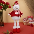 Christmas snowman plush gnome with long legs in red knitted sweater and striped scarf - Heart Snowman Telescopic Doll