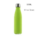 500ml vacuum insulated stainless steel flask in matte olive green finish - Olive Green