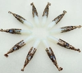 Pendenti esagonali in opalite con cappucci in bronzo filigranato stile vintage - Opalite