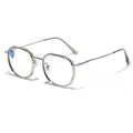 Occhiali tondi argento in metallo TR90 con lenti anti-luce blu e filtri UV400 - Grigio fumo
