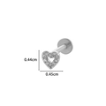 Labret stud in stainless steel with a hollow heart set with zircon stones, 0.45cm wide - Heart Style (2#) / Silver