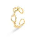 Anillo ajustable de acero inoxidable chapado en oro con diseño de eslabones - Sr21062805g / Abierto Ajustable