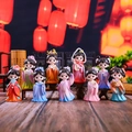 Set of 9 traditional Chinese style chibi figures with ancient costume desktop decorations - Ten Beauties Set