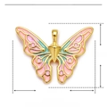 Pendentif papillon en émail rose et sarcelle, finition dorée, taille 35mm x 26mm - YE843 Papillon en Émail Coloré