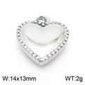 Silver stainless steel heart charm with beaded edge 14x13mm pendant for DIY jewelry - Beaded Border Silver Heart Pendant (KLJ7999-Z)