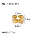 Detail view of 18K gold plated stainless steel textured ring with dimensions and weight - Gold-Twisted Rope (197)