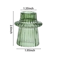 Green vertical ribbed glass candle holder base with detailed size dimensions - Vertical Style / Green