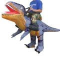 Funny inflatable dinosaur costume in grey and orange for adult Halloween party dressing - Riding A Spiked Dinosaur / One Size