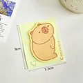 Cute Capybara shaped sticky notes on green backing card, size 9cm x 7.5cm stationery - Capybara