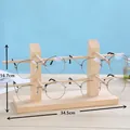 Pine wood double row glasses display stand with natural grain for 4 pairs of sunglasses - Double Row 4 Pairs
