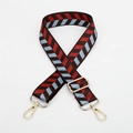 Adjustable jacquard bag strap with brown geometric pattern and gold hardware - Style 163 - Brown Red Blue (Gold Hook)