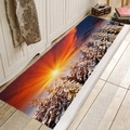 Absorberende flanellen vloermat met besneeuwd boslandschap bij zonsondergang voor keuken - 40x60cm / Stijl 2-Zonsondergang Sneeuwwoud