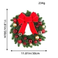 Christmas wreath with red and gold baubles and a big bow, 30cm artificial pine door decor - Red Bow Style-30cm