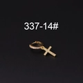 Gold-plated hoop earring with micro-pave zircon cross pendant on black texture - Cross Style (337-14#)