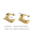Irregular C-shaped gold hoop earrings with dimensions 15x35mm and 18K PVD coating - 35mm
