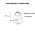 Ciondolo in argento sterling S925 per gioielli fai-da-te con misure dettagliate - Argento Thailandese Vintage - Medio Liscio