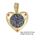 Detailed macro view of heart pendant with colorful cubic zirconia and dimensions - Pendant 14: Colorful Drip Oil Stone Heart (Gold)
