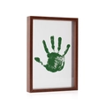 Dark brown wood picture frame with a green handprint design for family memories - With 8 Colors Pigment / Walnut