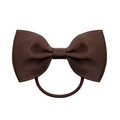 Brown grosgrain ribbon bow hair tie with high-elastic rubber band for children - Brown (3)