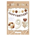 Cream and caramel 9th birthday balloon set with number 9 and happy birthday banner - FG29 Cream Series Number 9 + Banner