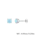 S925 sterling silver light blue gemstone stud earrings with 6mm round firework cut - 925 Silver/Light Blue Zirconia / 6mm Style