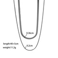 Detail view of double layer snake bone chains with 0.36cm and 0.2cm width dimensions - Blade Chain And Round Snake Chain Layered Style (XKN0490) / Silver
