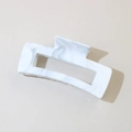 Rectangle hollow hair claw clip with white marble pattern on a soft beige background - #1 Abs Off-white - 10.5cm Rectangle / Bulk (No Packaging)