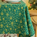 Mantel navideño verde con motivos dorados de copos y campanas para decoración festiva - 60*60cm / Verde