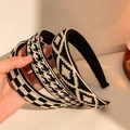 Lot de serre-têtes tricotés à la main avec motifs à damier et pied-de-poule noirs et blancs - Argyle