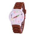 Cartoon kids watch featuring brown silicone strap and cute pencil shaped clock hands - Brown