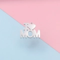 Silver stainless steel cutout I Love MOM pendant for Mother's Day jewelry making - I Love MOM Heart (MP604)
