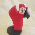 Handcrafted red wooden parrot eyeglass holder on a round black base for desk storage - Red Parrot
