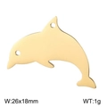 Mini stainless steel dolphin pendant in golden finish with dual holes for jewelry making - 26*18mm / Gold