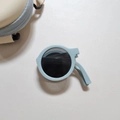 Lunettes de soleil rondes pliables bleu clair pour bébés avec finition mate et verres noirs - Gris Bleu