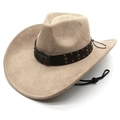 Cappello da cowboy in finta pelle scamosciata con fibbia in metallo a testa di toro - M（56-58cm） / Cammello