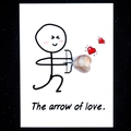 Minimalist 'Arrow of Love' healing card with 15mm heart-shaped polished agate stone - Agate