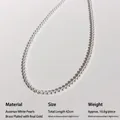 Lustrous white pearl necklace with gold plated brass clasp length 42cm 10.6g weight - 4mm