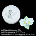 White flower silicone mold for soap and candle making with 5x4.7cm floral result - 4# Style (15-1082) / Clear